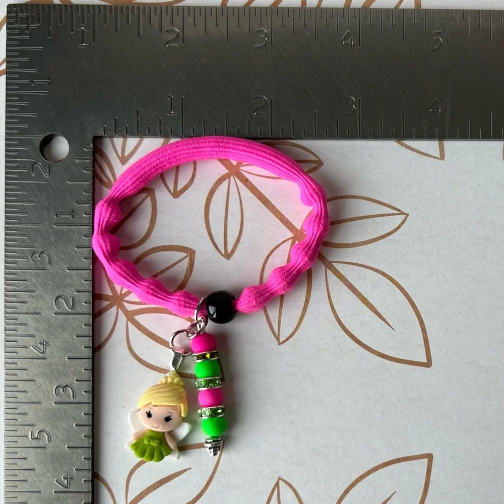 Princess Beaded Hair Ties with Princess Charms - Blue and Pink